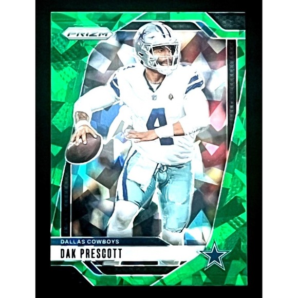 2024 Panini Prizm Dak Prescott Green Cracked Ice Prizm Dallas Cowboys #73 - Picture 1 of 1